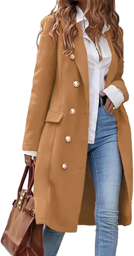 IDEALSANXUN Womens Long Wool Coat for Women Fall Winter Trench Coat Trendy Jackets