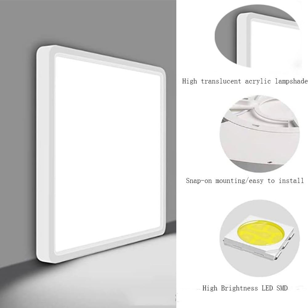 Plafonnier LED 42W Panel Carré Lampes de Plafond Moderne Ultra-mince Lampe Blanc Froid 6000K Luminaires Intérieur Facile à installer Applicable à Salle de Cuisine Salon Balcon (42W)