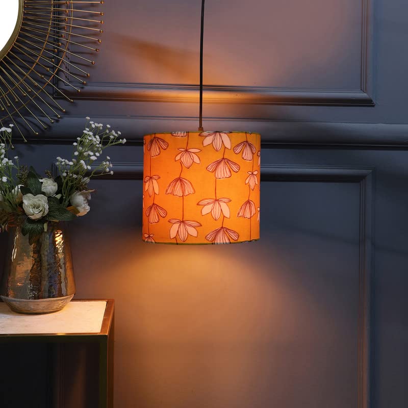 Image of Mustered Junoon Color, Classic Pendant Drum Lamp Shade, Decorative Light Lamp, Hanging Spotlight with Fixture (Beige), 40Watts, Silver Canopy -: Pack of 1 (8.5 * 8.5 Inches)