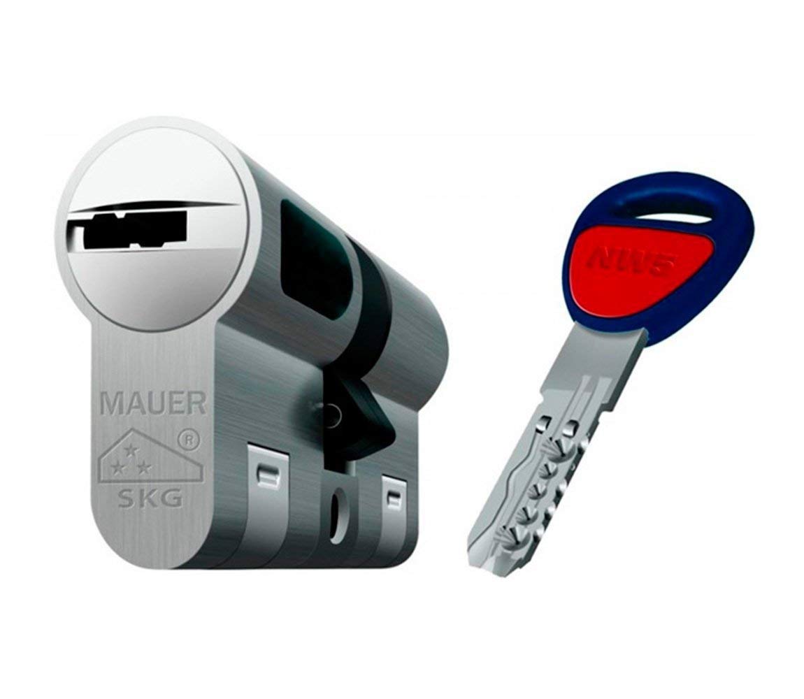 MAUER NW5 Bombin Di Sicurezza 31x41 Colore Nichel Cilindro Cilindro Cilindro Rinforzato Antirottura Antibumping Antitrappo Cam Antiestrazione Serratura Per Porta 5 Chiavi Scheda Di Sicurezza