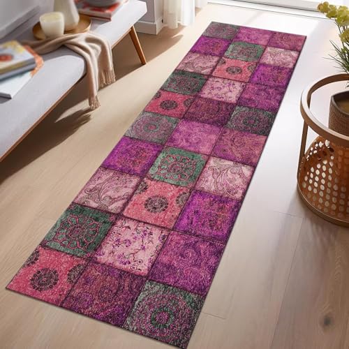 Tapis de passage rouge 50x300cm en polyester antidérapant pour cuisine - 5