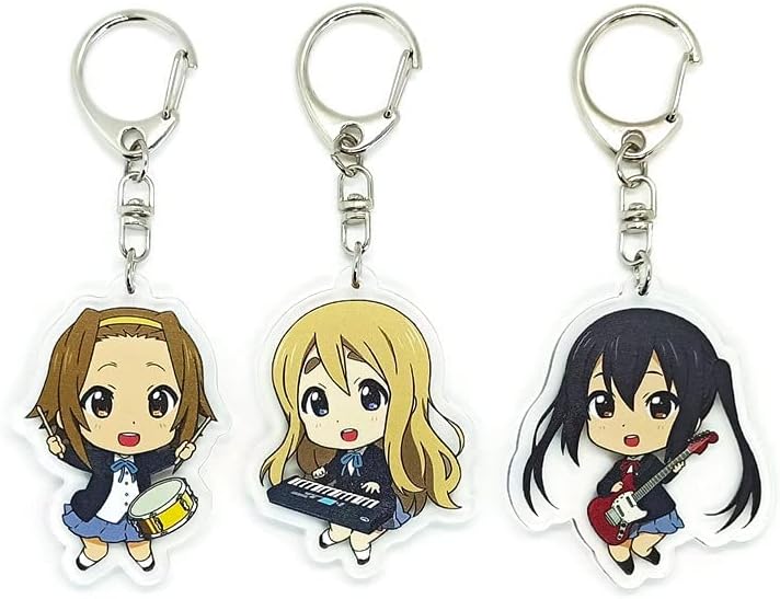 Inc. - Set of 3 K-On Acrylic Keychain Azusa Nakano, Ritsu Tainaka, Tsumugi Kotobuki v2, Multicolored, Pendant Height: 2 inches
