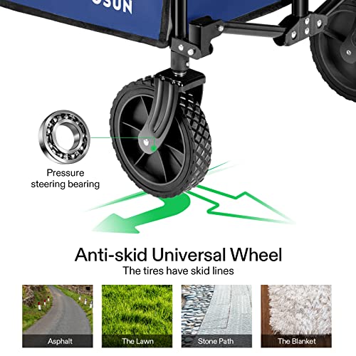 Vivosun Heavy Duty Folding Collapsible Wagon Utility Outdoor Camping Cart With Universal Wheels & Adjustable Handle, Blue #TOP3