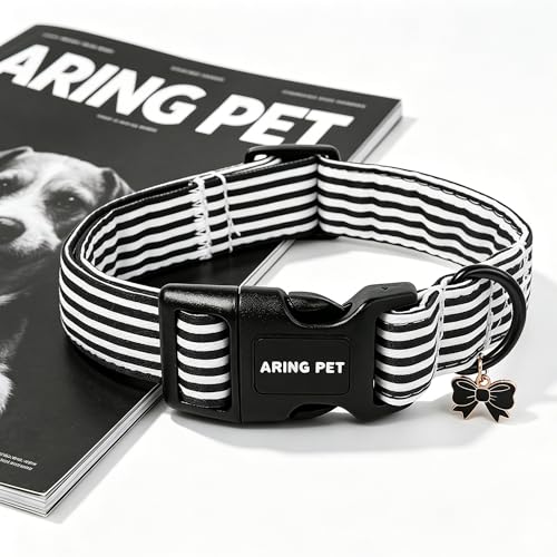 Image of ARING PET Black Striped Dog Collar for Small Medium Large Boy Girl Dogs-XS