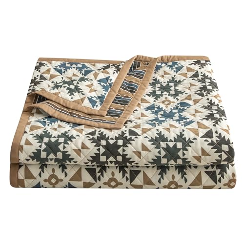 Image of Paseo Road Indigo Hill by HiEnd Accents Mosaic 3 Piece King Quilt Set