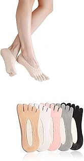 Women Orthopedic Compression Toe Socks, 5 Pairs Bunion Relief Socks, Orthopedic Compressing Sock, Full Toe Yoga Sock with Gel Tab, for Swelling Relief Split Toe, Soft Breathable Five Finger Socks
