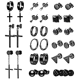 CHARIFIN - arete de acero inoxidable con forma de diamante para cartílago para mujer, diseño de hélice, grado quirúrgico, de titanio de grado quirúrgico, color negro, con forma de diamante, Acero