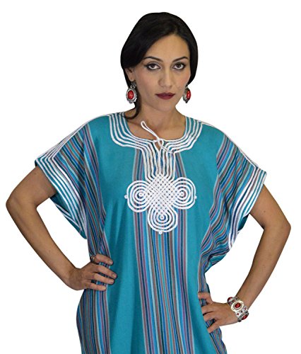 Moroccan Caftan Women Light Weight Linen Handmade with Embroidery Fits Small To Large Cover-up Lounge-wear Ethnic Design2