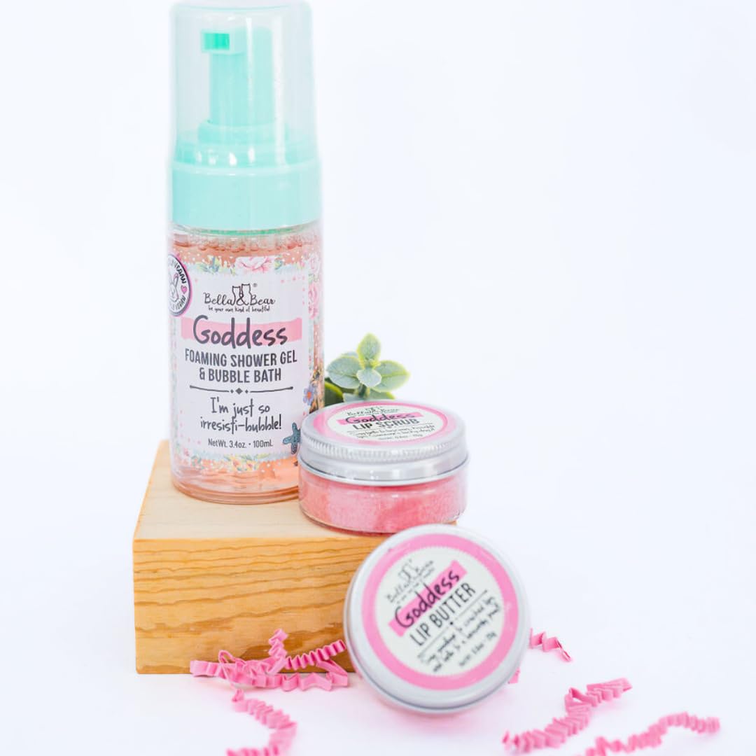 Bella & Bear Goddess Bath & Body Gift Set - Foaming Gel & Scrub