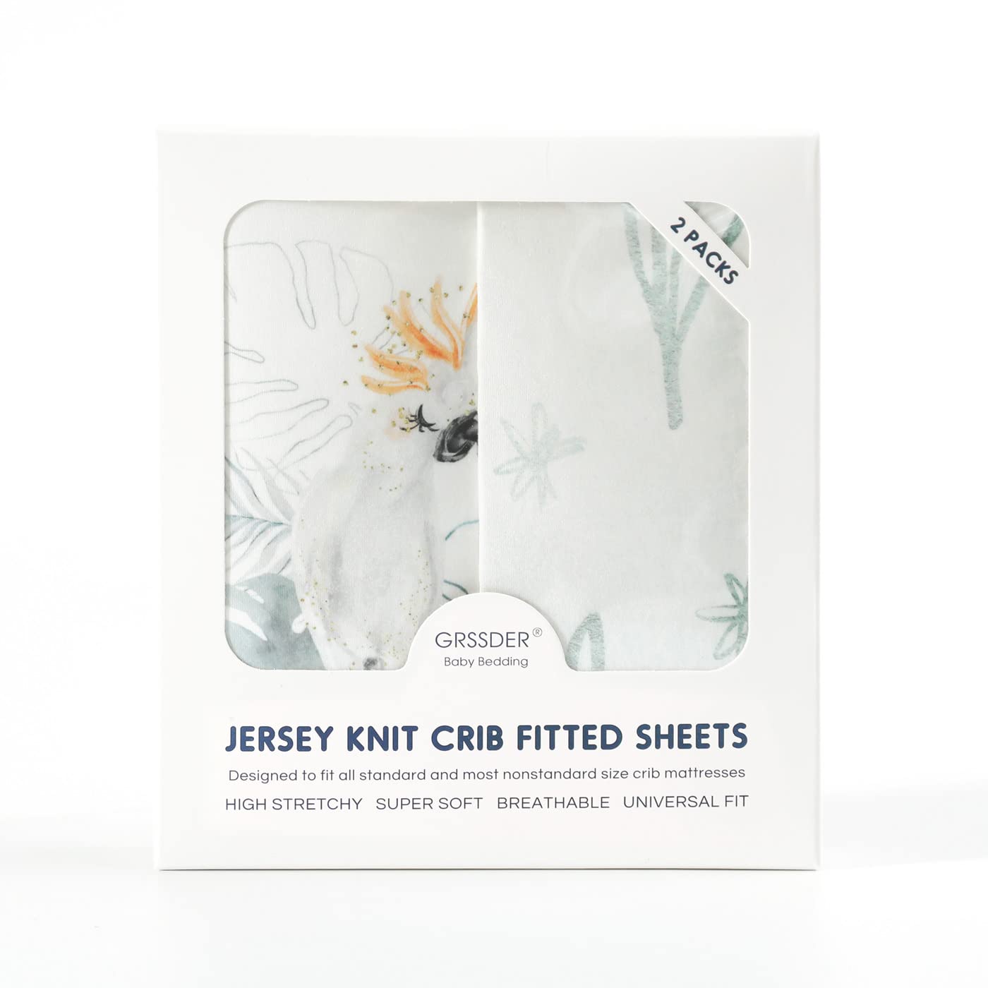 Stretch-Spannbettlaken-Set, besonders weich, Jersey, passend für alle Standard-Matratzenauflagen, sicher und anschmiegsam, Kinderbett-Spannbetttuch für Babys, stilvolle Aquarell-Tiere für Babys,