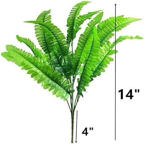 Miniatura 5 de 4 racimos de hojas de helecho artificiales de Navidad de 14 pulgadas de alto, decoración de mesa de Navidad de Acción de Gracias para interiores y