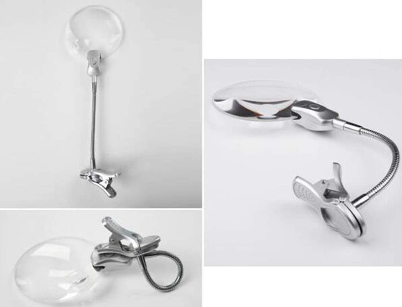 Lupa, 2.5X 8X 2 Lupa LED, Lupa Manos Libres con Soporte de lámpara Mesa Ajustable Clip de Escritorio Lupa iluminada para Lectura, Soldadura, reparación, Hobby y Manualidades Interesting