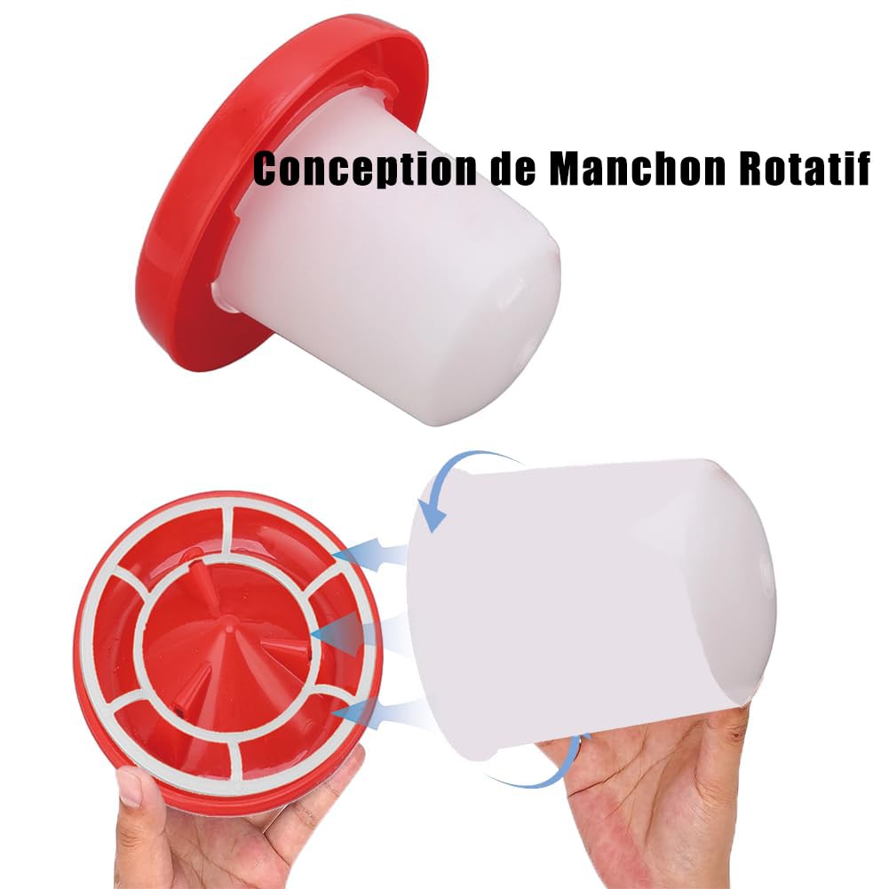 Tiiyee Mangeoire et Abreuvoir pour Poussin, Kit Alimentation Automatique | Distributeur d'Eau et de Nourriture pour Volaille, Système Rotatif Facile à Installer pour Poulets Canards Cailles Pigeons