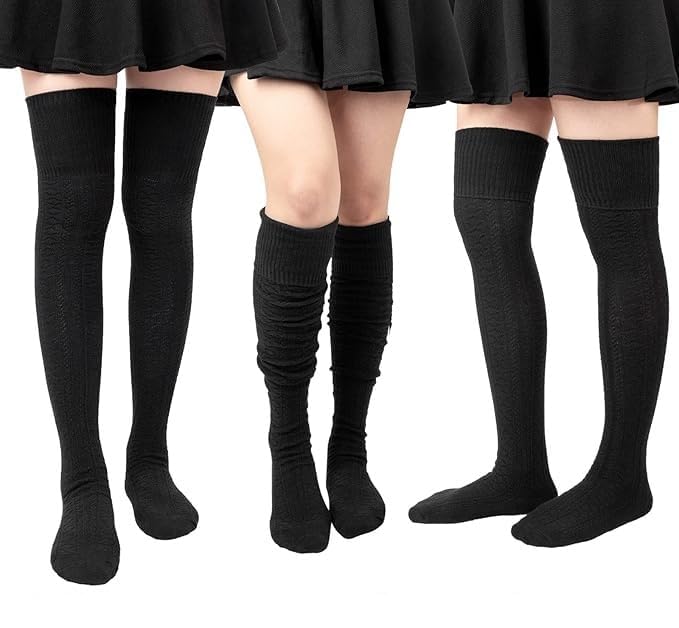 stanbonn Wool Warm Thigh High Socks | Knitted Thick Thermal Woolen Socks for Women Winter Wear Knee Length | Knee High Leg Warmers Long Socks Boot Cuffs Knee Cap | Stocking Girls-picture-49