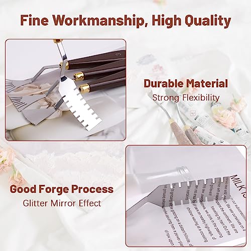 14Pcs Palette Knife Set, FHDUSRYO Stainless Steel Painting Knife, Painting Spatula Pallet Knives with Wood Handle, Oil Painting Accessories for Color Mixing, Oil, Canvas, Acrylic Painting - Thumbnail 4