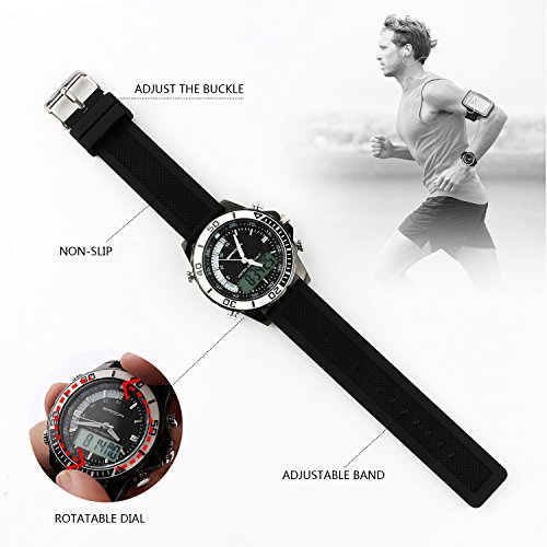 Digital Survival Sport Watch - Waterproof Emergency Military Dual Dial Watch Adjustable 5 Time Patterns Multifunctional 3 Interchangable Wristband Bracelet Watch with Survival Gear - Thumbnail 6