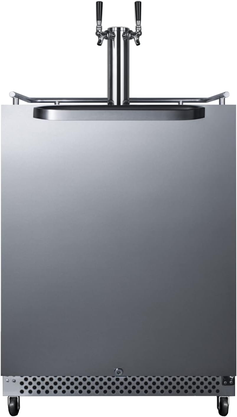 Summit Appliance SBC696OSCFTWIN 24" Wide Built-In Outdoor Cold Brew Coffee Kegerator; Dual Tap Kit; Weatherproof; Full-sized Coffee Dispenser; Digital Thermostat; Automatic Defrost