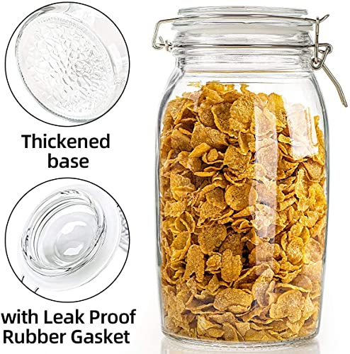 Image of MARTVIA 2500ML Round Airtight Glass Canister Food Storage Jars with Airtight Lids for Fermenting, Preserving and Storage - Cereal, Preserves, Spice, Beans, Transparent (58 - T - 2500, Set of 01)