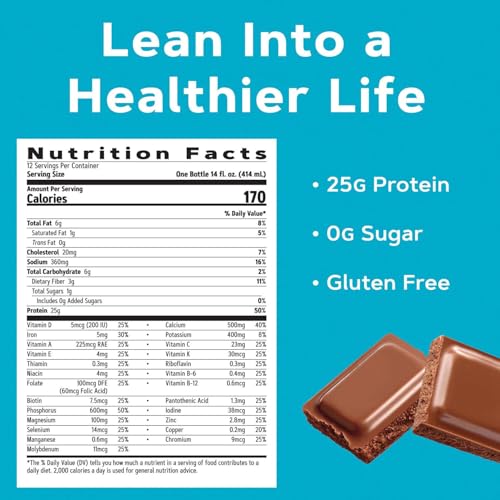 gnc lean shake 25 protein shake clinically proven weight management meal replacement 25g protein with zero added sugar ready to drink swiss chocolate pack of 12