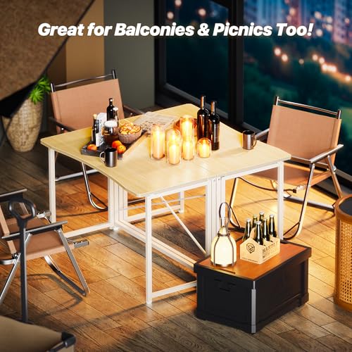 Image of Huuger Folding Desk for Small Spaces, 39.4 Inch Foldable Computer Table | Easy Assembly, Small Writing Work Office Computer Desk, for Home Office, Study, Bedroom, Dorm, Space Saving, Oak
