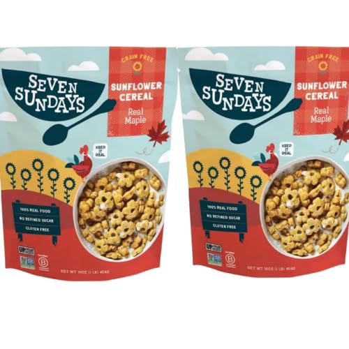 Seven Sundays Sunflower Cereal, Maple Sea Salt, Grain & Gluten Free, 5g Upcycled Protein, 0g Refined Sugar, Salty Sweet Snack. 16 Oz Bag (Pack of 2)