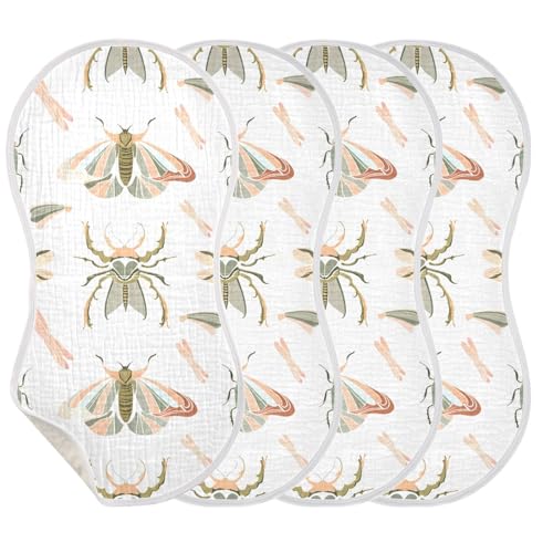 Muslin Burp Cloth for Baby 2PCS Vivid Flying Moth Super Absorbent Burping Cloths, Bibs for Newborn Boys Girls3