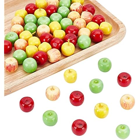 CHGCRAFT 60Pcs 4 Styles Foam Fruit Artificial Mini Apple Cover