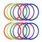 OBTANIM 12 Pcs Plastic Ring Toss Game for Kids and Outdoor Toss Rings for Speed and Agility Practice...