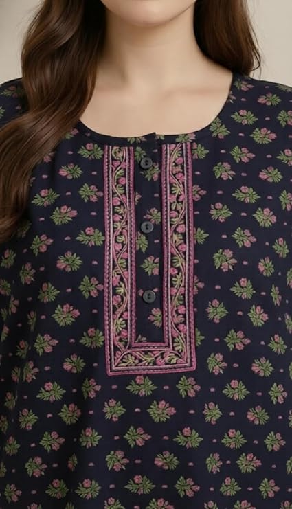 Image of Bahumaan Pure Cotton Nighty for Woman | Floral Gown for Women Nightwear with Pocket | Cotton Nighty for Women Stylish | Perfect for Daily Comfort | Maxi Women