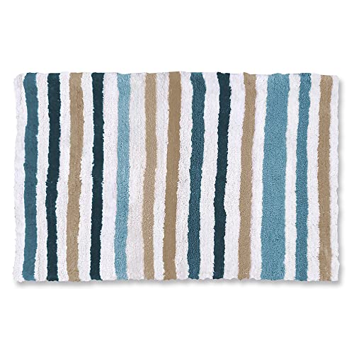BarceloHogar Alfombra Salon. Alfombra Grande 60 x 120 cm para Pie de Cama. Alfombra Suelo Ducha. Alfombra 100% Algodon de Rizo. Tacto Esponjoso y Aislante. Mundra. Azul Cover