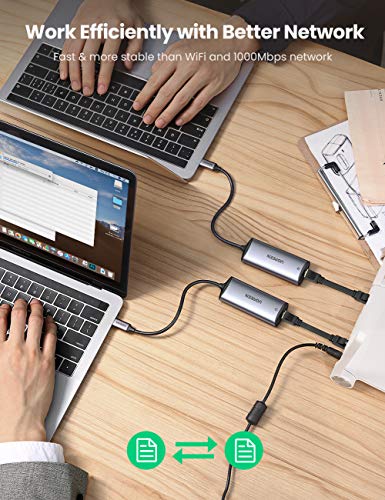 Adaptador Ethernet USB C para 2,5 G Tipo C para rede de 2,5 Gigabit Thunderbolt 3 RJ45 LAN 2,5 Gbps