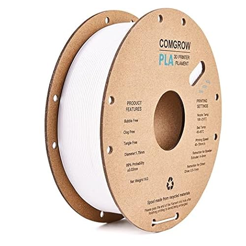 Comgrow Filamento PLA para Impresora 3D 1,75mm 1Kg(Blanco) Cover