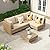 VICLLAX 5 Pieces Wicker Patio Furniture Set, Outdoor Conversation Set Sectional Sofas with Cushions and Glass-top Tea Table, Oak Rattan