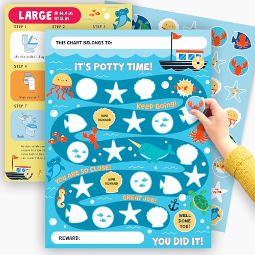 Tableau de routine d apprentissage de la propreté avec 10 autocollants ocean pour la maison