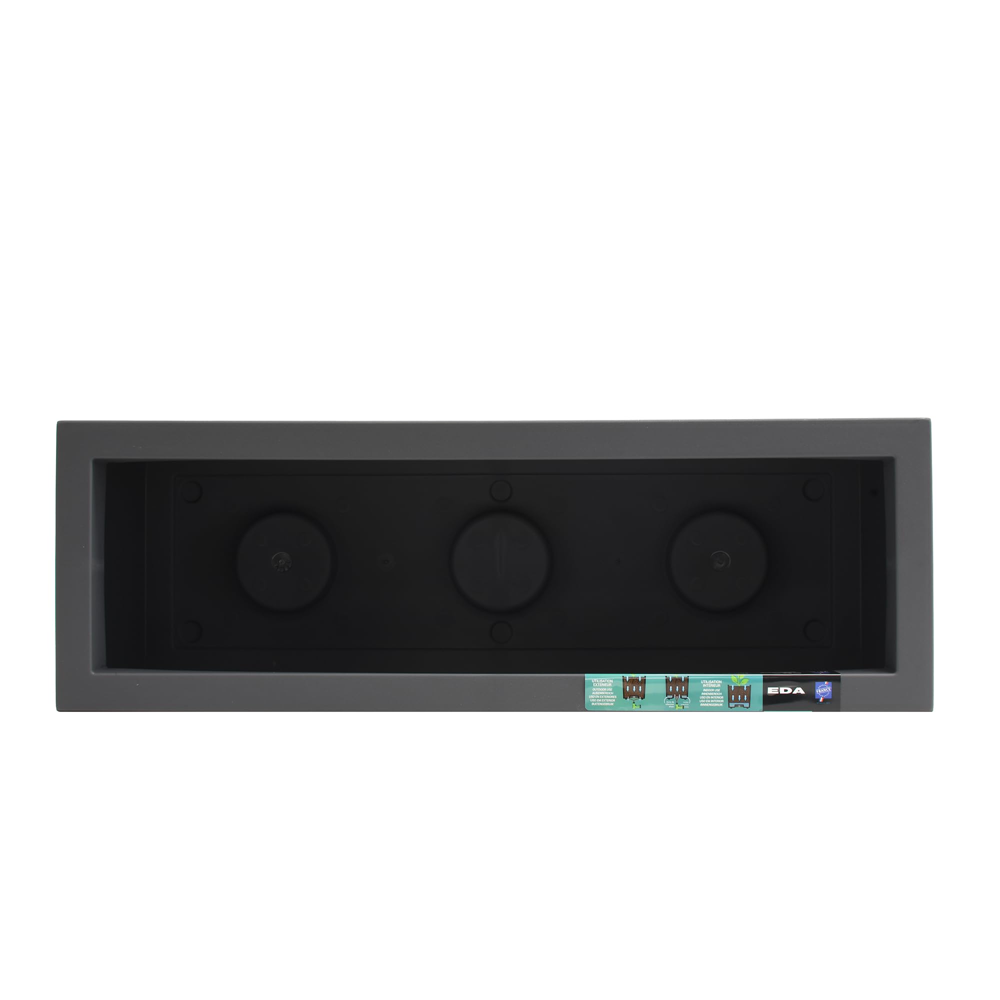 EDA - Balconera Volcania'Up 25 L - Decorazione Imitazione Pietra - Parete Singola - Area di ritenzione idrica - 59 x 19,5 x 22,8 cm - Grigio Antracite