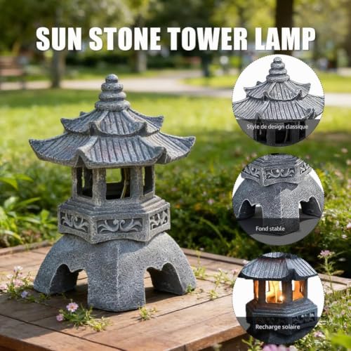 Lanterne japonaise en pierre pour baliser une allée sombre sans travaux - 3