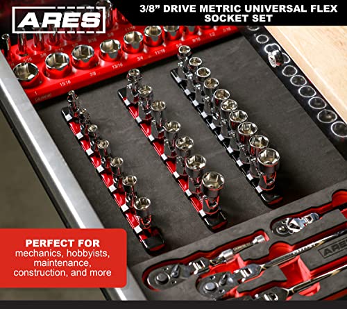 Image of ARES 39015 10-Piece 3 /8-Inch Drive Metric Universal Flex Socket Set