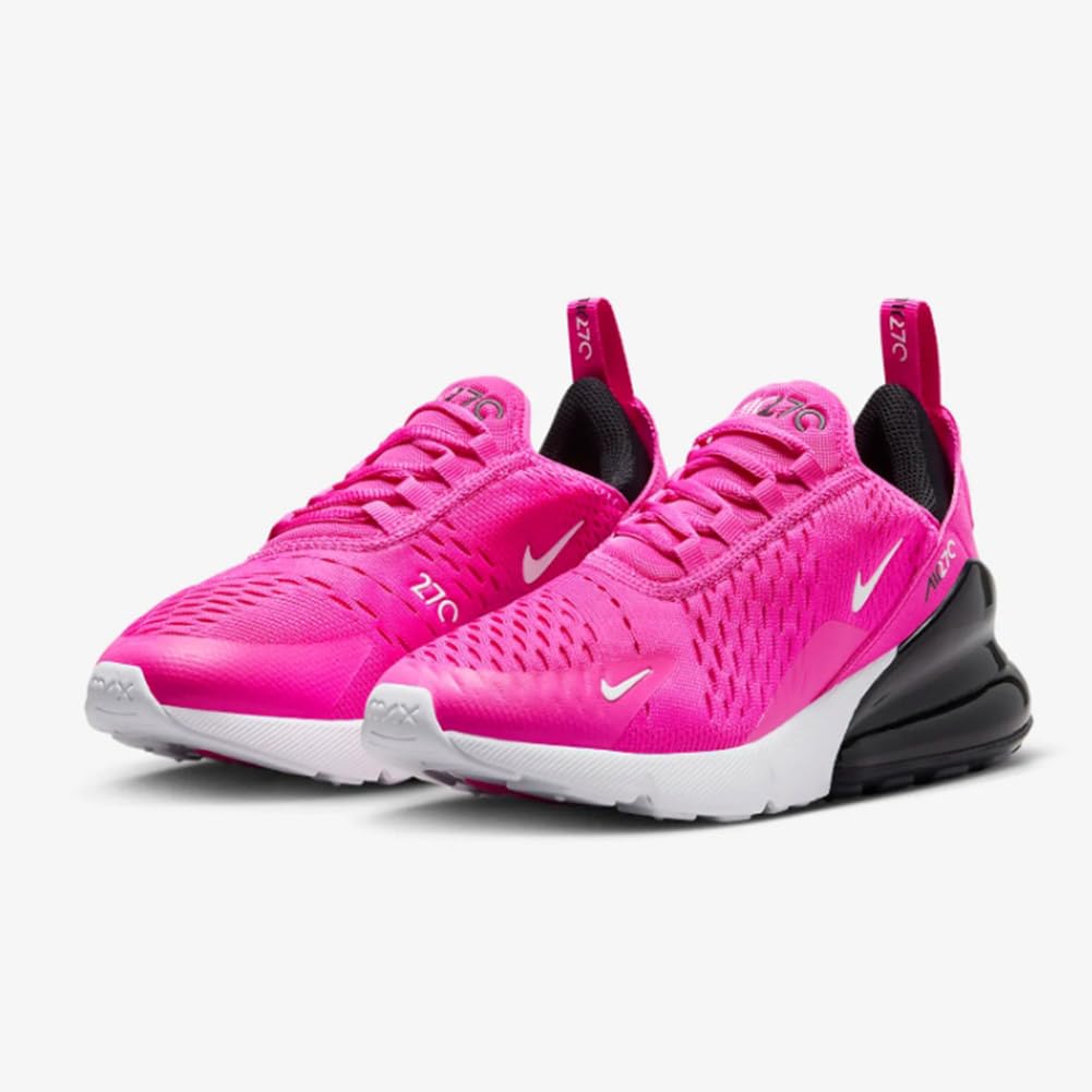 Nike Air Max 270 Big Kids' Shoes (943345-602,Laser Fuchsia/Summit White-Black-White) Size 5