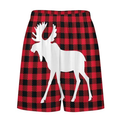 Mooses Buffalo Plaid Set Men's Satin Pajama Boxer Shorts Silk Feeling Lounge Sleep Underwear 5