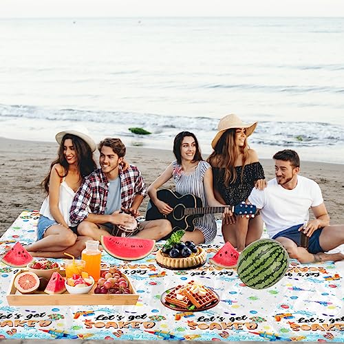 Image of Summer Party Decorations Pool Tablecloth, 3Pcs Let's Get Soaked Tablecloth Rectangle Water Gun Table Cover for Summer Pool Water Gun Soaked Splish Splash Party Supplies