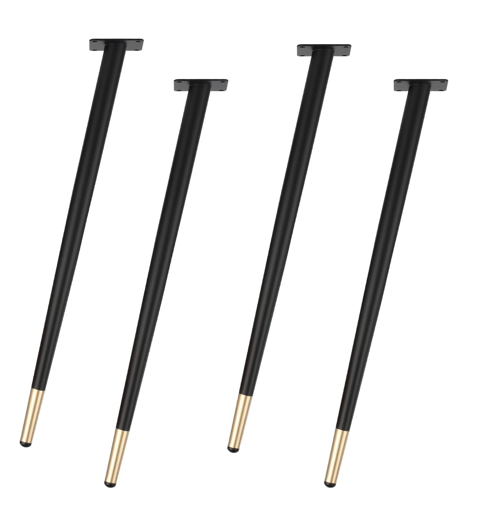 Fengshouu Black+Gold 4Pcs Furniture Legs,Oblique Conical Metal Furniture Feet Modern Replacement Legs For Sofa Cabinet Table Chair Cupboard Couch Ottoman Home Diy Projects,With Mounting Screws (55Cm/21.7In,)