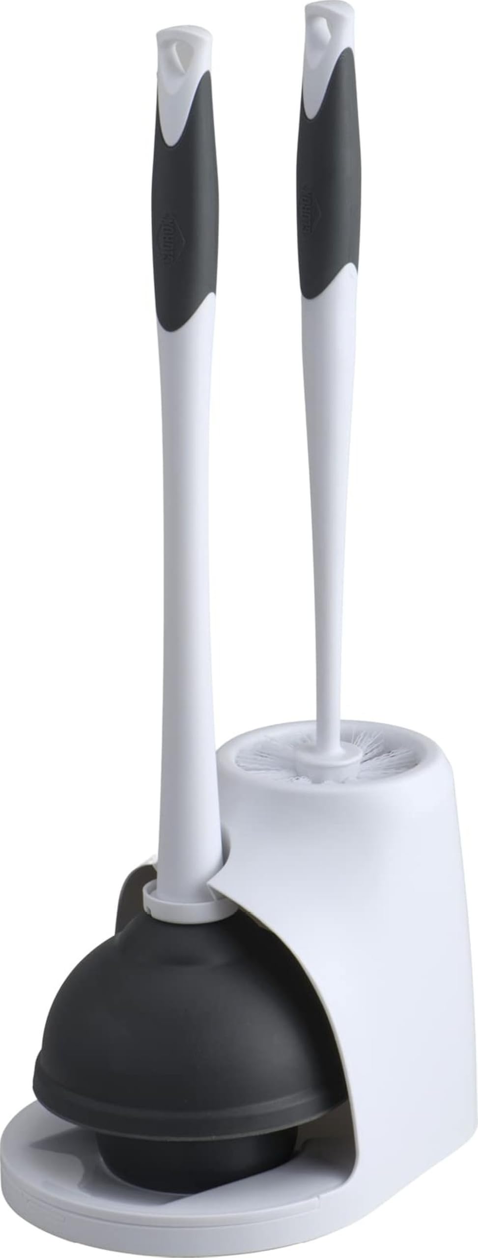 Clorox Toilet Plunger and Brush Bowl Set with Holder Caddy Storage for Cleaning Bathroom &amp; Unclogging Toilets, White and Gray (Pack of 12)