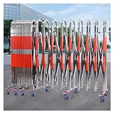 Barricada extensible de acero inoxidable con ruedas, valla de seguridad móvil plegable para eventos al aire libre, control de multitudes, seguridad escolar