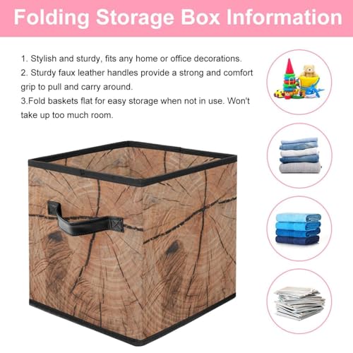 Boîte de rangement pliable cube imitation bois ancien pour placard - 4