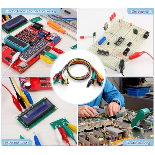 Image of 30 PCS Alligator Clips Insulated Metal, 5 Colors Crocodile Clips Electrical with Wires, Alligator Clips for Crafts, Electrical Testing, Circuit Connection, Experiment (50cm /19.68inch)