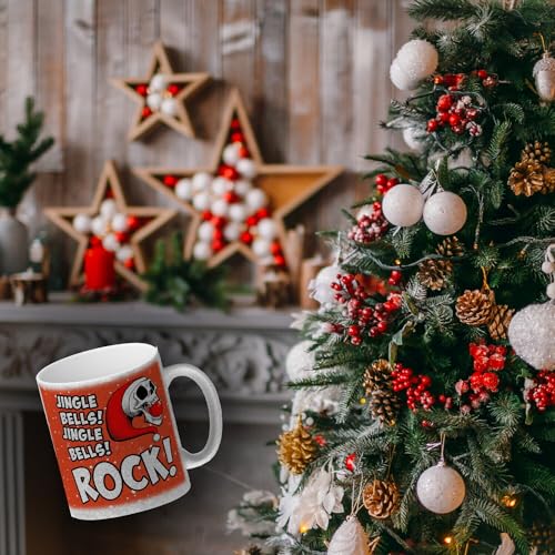 speecheese Jingle Bells Rock Weihnachten Glitzer-Kaffeebecher mit Totenkopf