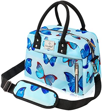 Vavabox Lunch Box for Women Insulated Lunch Bag with Carry Handle with Removable Shoulder Strap & Carry Handle,Leak Proof Reusable Lunch bags, Women Lunch Organizer Box for Adults(Butterfly)
