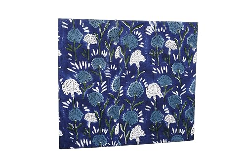 Image of Generic 3.3 Gallon Cotton Hand Block Printed Paper Waste Basket |Small Decorative Trash Can for Housewarming Gifts in Living Room, Bedroom, Bathroom | Eco-Friendly, Plastic-Free (1, BLUE FLOWAR)