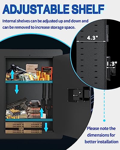 22" Tall Wall Safes Between The Studs 16" Centers, Electronic Hidden Safe With Removable Shelf, Home Safe For Firearms, Money, Jewelry, Passport #TOP3