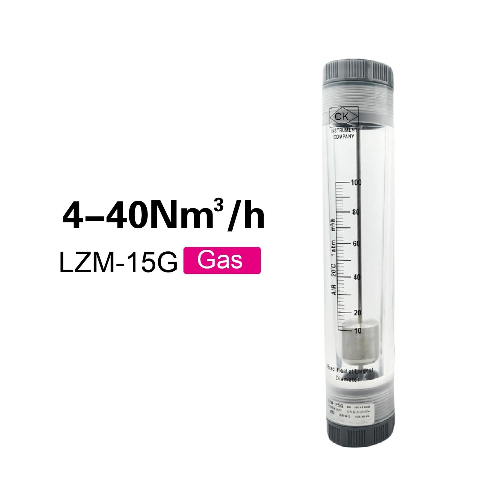 LZM-15G Rurociąg Akrylowy przepływomierz powietrza Rotametr Pionowy typu pływakowego do zastosowań przemysłowych sprężonego(4-40Nm3-H)
